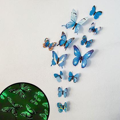 Kép valamiből Világító pillangók készlete a falon  -  kék