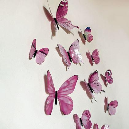 Kép valamiből Világító pillangók készlete a falon  -  rózsaszín