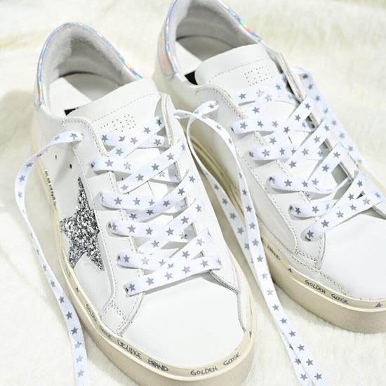 Kép valamiből Fűzők reflektív csillagokkal - fehér