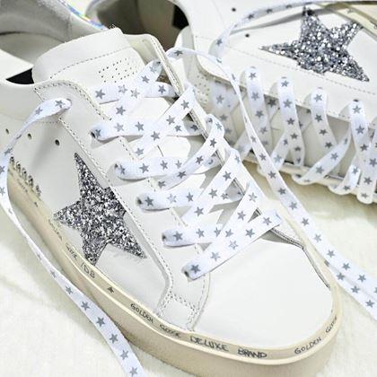 Kép valamiből Fűzők reflektív csillagokkal - fehér