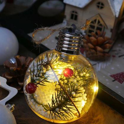 Kép valamiből Karácsonyi LED világító gömb karácsonyfára -  fenyőtűk