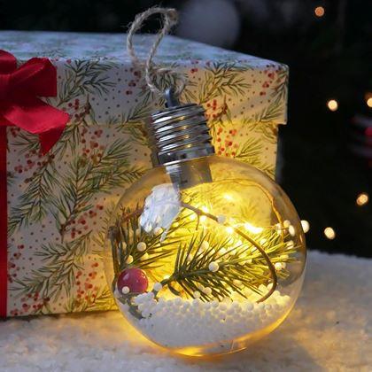 Kép valamiből Karácsonyi LED világító gömb karácsonyfára -  fenyőtűk