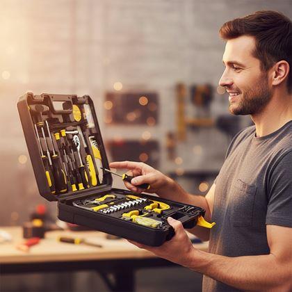 Kép valamiből Szerszámkészlet bőröndben – 98 db
