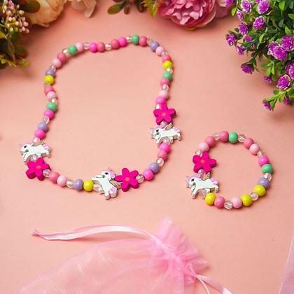 Kép valamiből Nyaklánc és karkötő készlet fából készült gyöngyökből