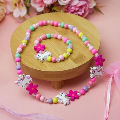 Kép valamiből Nyaklánc és karkötő készlet fából készült gyöngyökből