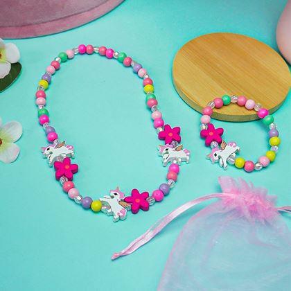 Kép valamiből Nyaklánc és karkötő készlet fából készült gyöngyökből