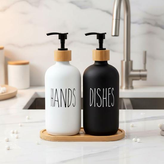 Kép valamiből Szappan- és mosogatószertartó pumpás adagolószett tálcával