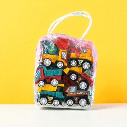 Kép valamiből 6 darabos felhúzható autó szett átlátszó táskában