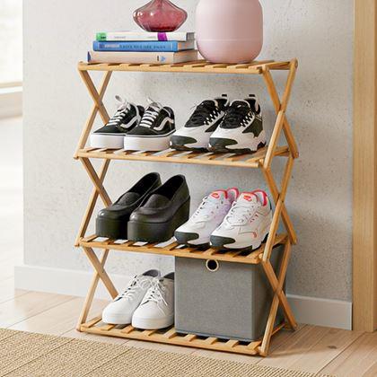 Kép valamiből Hordozható, összecsukható fa cipőtartó