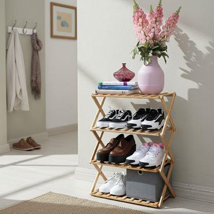 Kép valamiből Hordozható, összecsukható fa cipőtartó