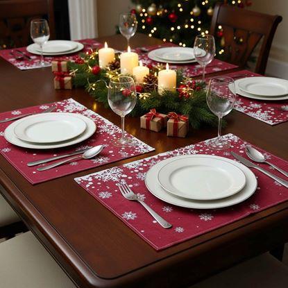 Kép Karácsonyi teríték - hópelyhek