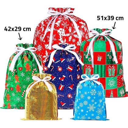 Kép valamiből Karácsonyi ajándékcsomagoló táska madzaggal - 42x29 cm