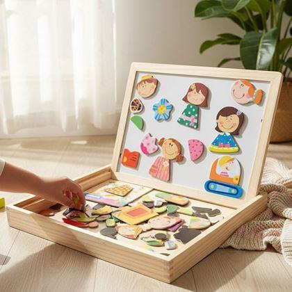 Kép valamiből Fából készült mágnestábla - figurákkal