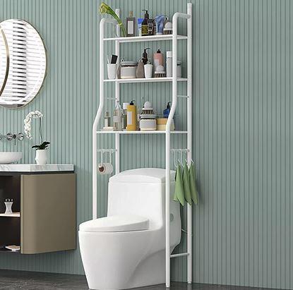 Kép WC fölé szerelhető polcos állvány - fehér