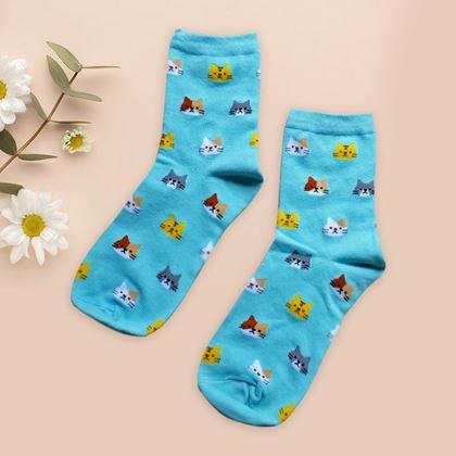 Kép valamiből Macskás zokni  -  kék