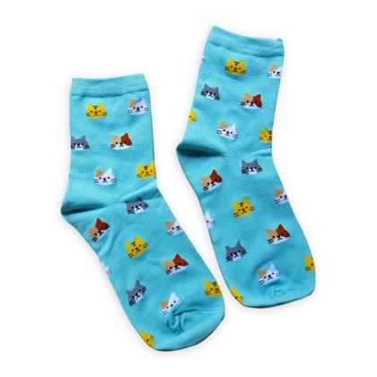 Kép valamiből Macskás zokni  -  kék