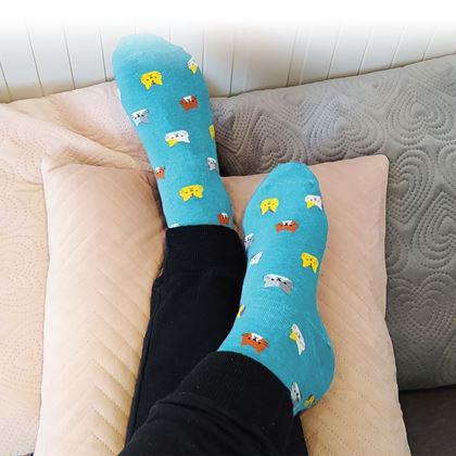 Kép valamiből Macskás zokni  -  kék