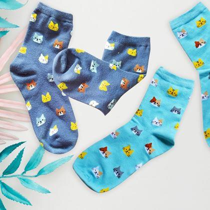 Kép valamiből Macskás zokni  -  kék