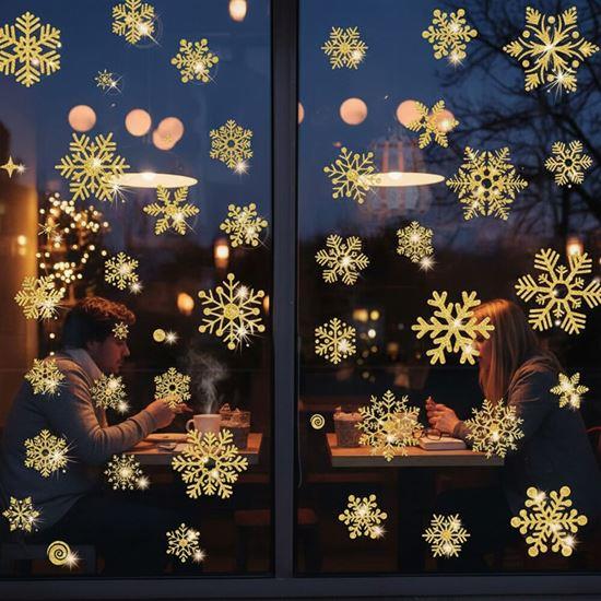 Kép valamiből Ablak matricák - hópelyhek 52 db - arany