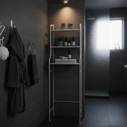 Kép valamiből WC fölé szerelhető polcos állvány - fehér