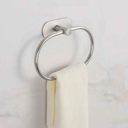 Kép valamiből Öntapadós törölközőtartó gyűrű - ezüst