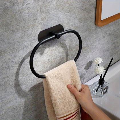 Kép valamiből Öntapadós törölközőtartó gyűrű - fekete