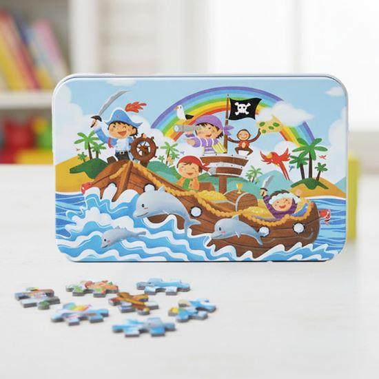 Kép valamiből Dětské puzzle v plechové krabičce - piráti