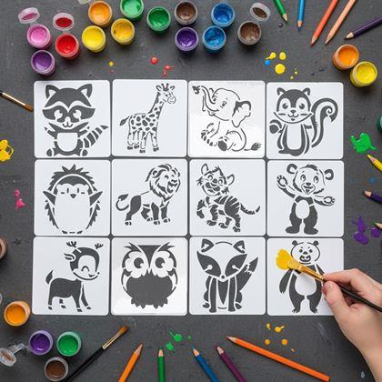 Kép valamiből Állatos festősablonok 13x13 cm 12 db