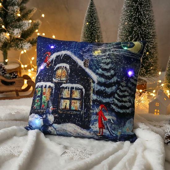 Kép valamiből Karácsonyi fényes párnahuzat  -  karácsonyi házikó