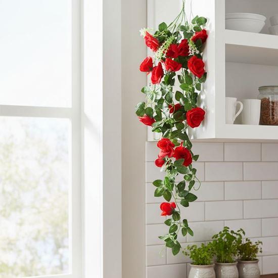 Kép valamiből Műnövény csüngő virág 90 cm -  piros