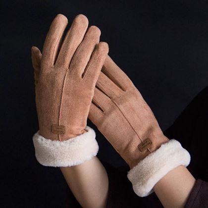 Kép valamiből Kesztyű szőrmével  -  barna