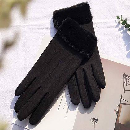 Kép valamiből Kesztyű szőrmével  -  fekete