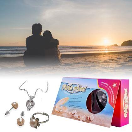 Kép valamiből Kívánság gyöngy kagylóban, nyaklánccal, fülbevalóval és gyűrűvel