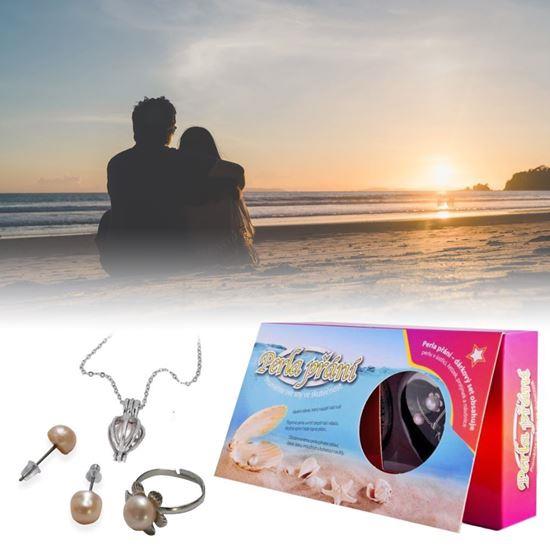 Kép valamiből Kívánság gyöngy kagylóban, nyaklánccal, fülbevalóval és gyűrűvel