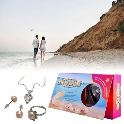 Kép valamiből Kívánság gyöngy kagylóban, nyaklánccal, fülbevalóval és gyűrűvel