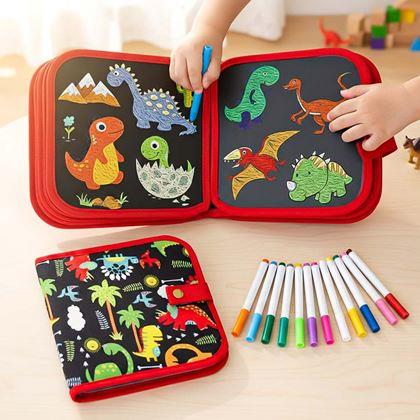 Kép valamiből Gyermek rajzoló könyv filctollakkal -  dinoszauruszok