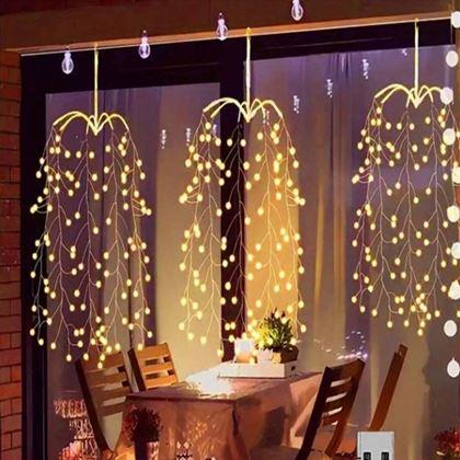 Kép valamiből LED függő fényfüzér fűzfaágakkal és USB táplálással