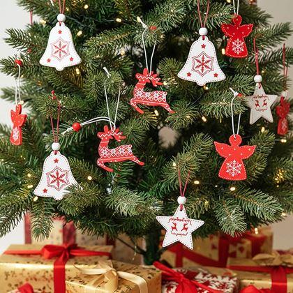 Kép valamiből 12 darabos fa dísz készlet - karácsonyi mix