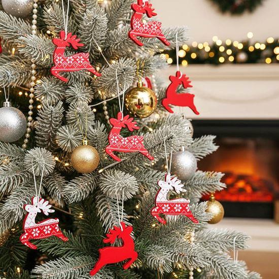 Kép valamiből 12 darabos fa dísz készlet - rénszarvasok