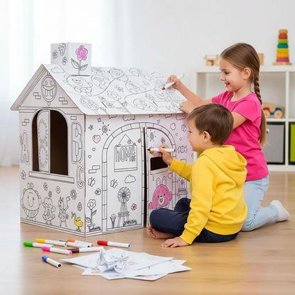Kép Kiszínezhető gyermek házikó filctollakkal, 60,5 x 48 x 70 cm