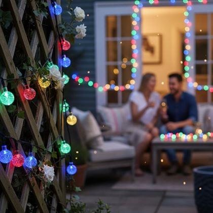 Kép valamiből Dekoratív szolár színes fényfüzér, 30 izzó, 4,4 m