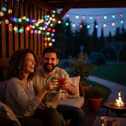 Kép Dekoratív szolár színes fényfüzér, 30 izzó, 4,4 m