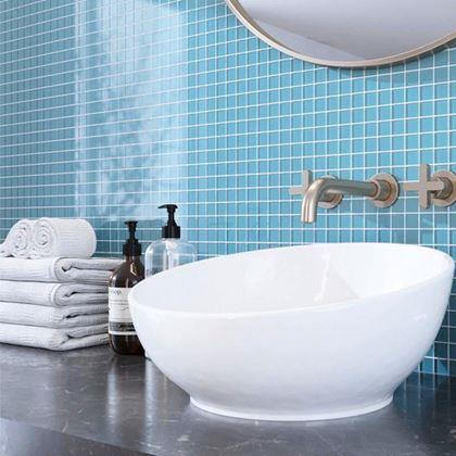 Kép valamiből Üvegmozaik rácson 30 x 30 cm - fekete -  világoskék