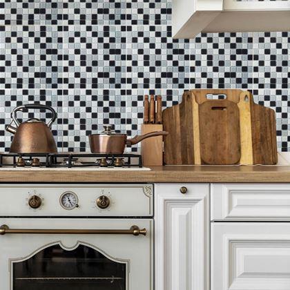 Kép valamiből Üvegmozaik rácson 30 x 30 cm - fekete - fehér