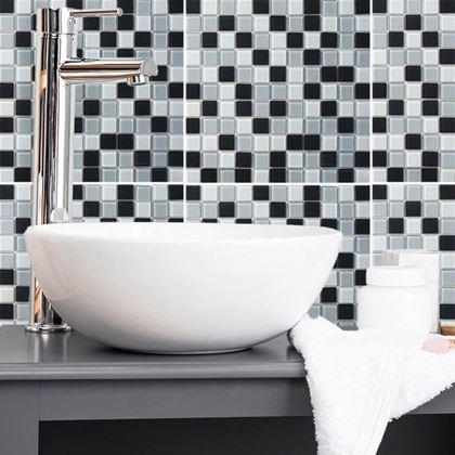 Kép valamiből Üvegmozaik rácson 30 x 30 cm - fekete - fehér