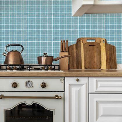 Kép valamiből Üvegmozaik rácson 30 x 30 cm - fekete -  világoskék