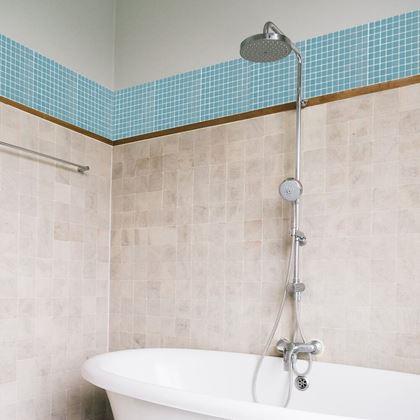 Kép valamiből Üvegmozaik rácson 30 x 30 cm - fekete -  világoskék