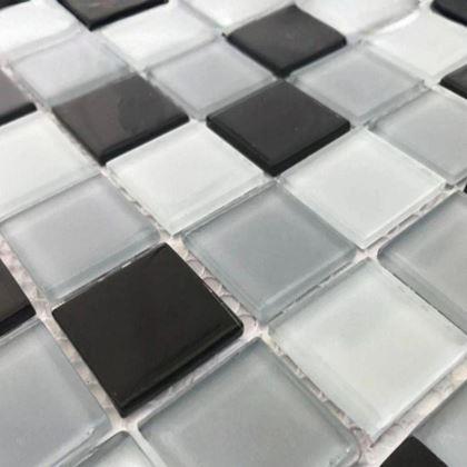 Kép valamiből Üvegmozaik rácson 30 x 30 cm - fekete - fehér