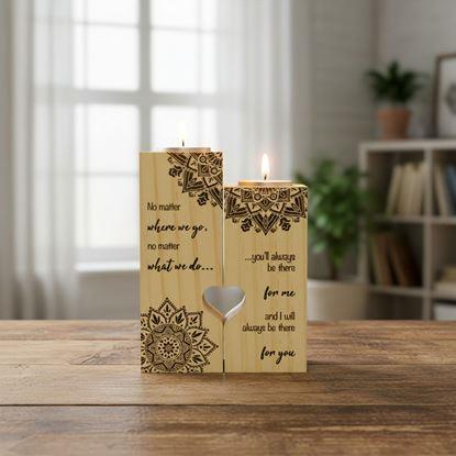 Kép Páros fa mécsestartók teamécseshez, 2 darab