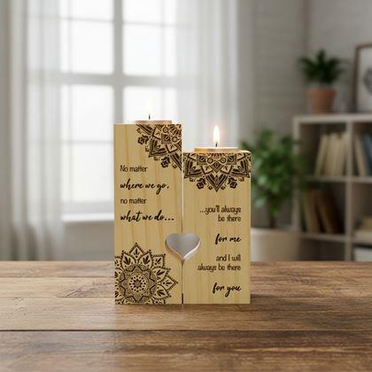 Kép valamiből Páros fa mécsestartók teamécseshez, 2 darab - mandala